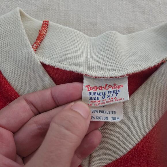 Vintage 70s Velour Long Sleeve 5t - Picture 2 of 5